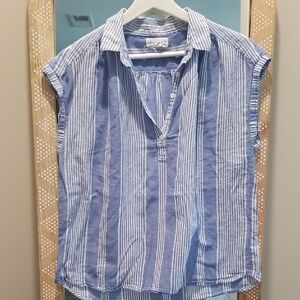 Velvet By Graham & Spencer Blue and White Striped Top